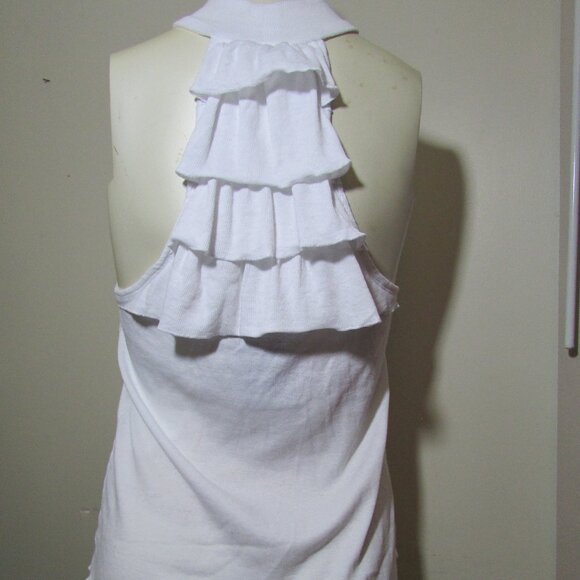 Chaser White Ribbed Tank Tiered Back Neck Band - Picture 2 of 11
